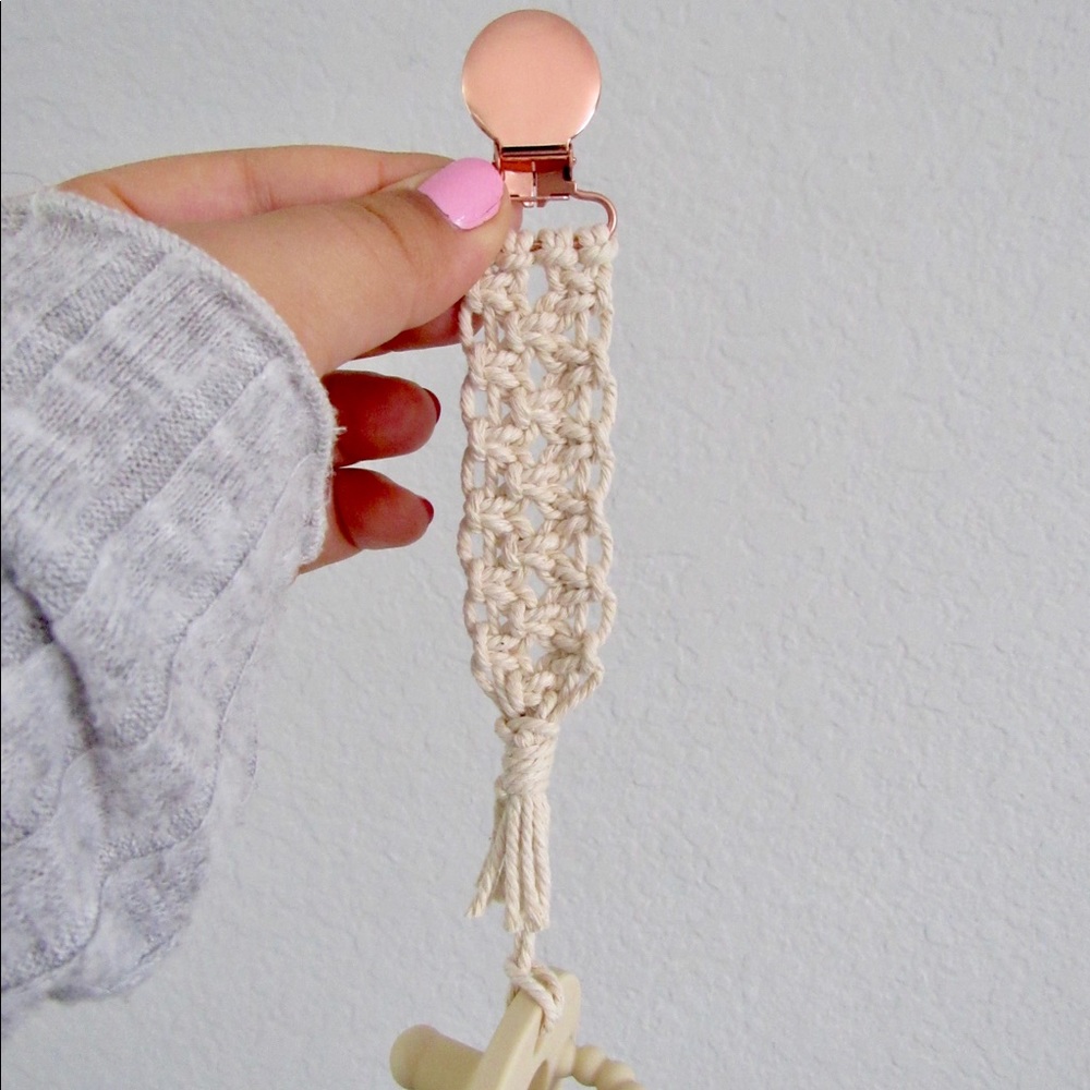 Handmade Macramé Pacifier Clip